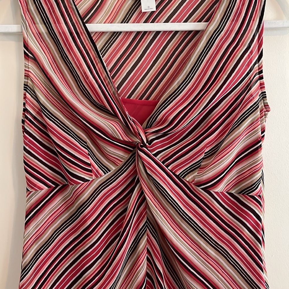 Vintage Loft Sheer Top y2k Striped Gilmore Girls Pink Girly 2000s V neck - Picture 2 of 8